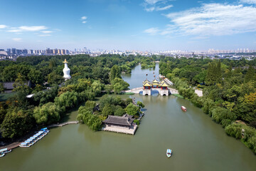 Wall Mural - Aerial photography of Slender West Lake Park scenery in Yangzhou, China