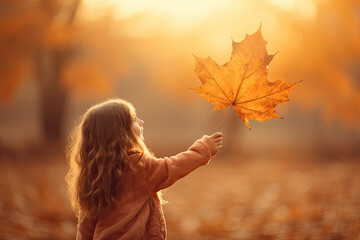 Wall Mural - Girl with Maple Leaf