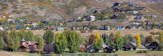 panoramic view of scenic heber valley landscape view from pine canyon road.