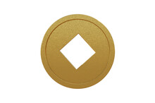 3D Illustration, Chinese Gold Coin Icon .