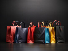 Black Friday Online Shoping Bags On Black Background