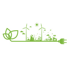 Wall Mural - Ecology concept and Environmental ,Banner design elements for sustainable energy development, Vector illustration