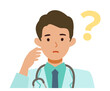 Doctor man wearing lab coats. Healthcare conceptMan cartoon character. People face profiles avatars and icons. Close up image of asking man.
