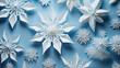 Snowflake on blue background.
