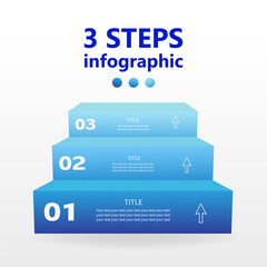 3 step diagram. Ladder infographic template for workflow presentation. 3 D. Vector illustration.