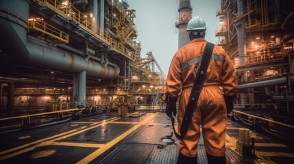 Engineer working at oil rig.