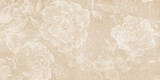 Fototapeta Desenie - Flowers on the old white wall background, digital wall tiles or wallpaper design