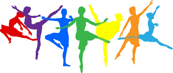 Poster - Ballet dancer silhouette ballerina dancers poses woman dancing silhouettes