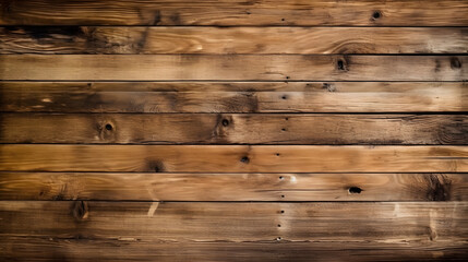 Wall Mural - Medium brown wood texture background viewed from above. The wooden planks are stacked horizontally and have a worn look. This surface would be great as design element. generative ai.