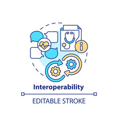 Poster - 2D editable multicolor icon interoperability concept, isolated vector, health interoperability resources thin line illustration.