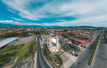 Wall Mural - Aerial view The Grand Mujahidin Mosque which stands on the beachfront Taplau and has a good view of the sea