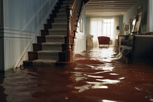 Vue Des Escaliers D'une Maison Inondée » IA Générative