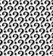 The pattern of repeating black question marks with a transparent background is suitable for products that have a mysterious impression such as mystery boxes