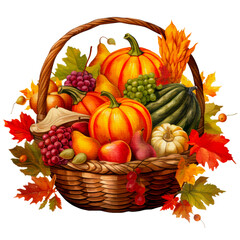  thanksgiving decorating. Pumpkins with fruits, flowers, corn, pine, vegetables, and leaves. AI-generated