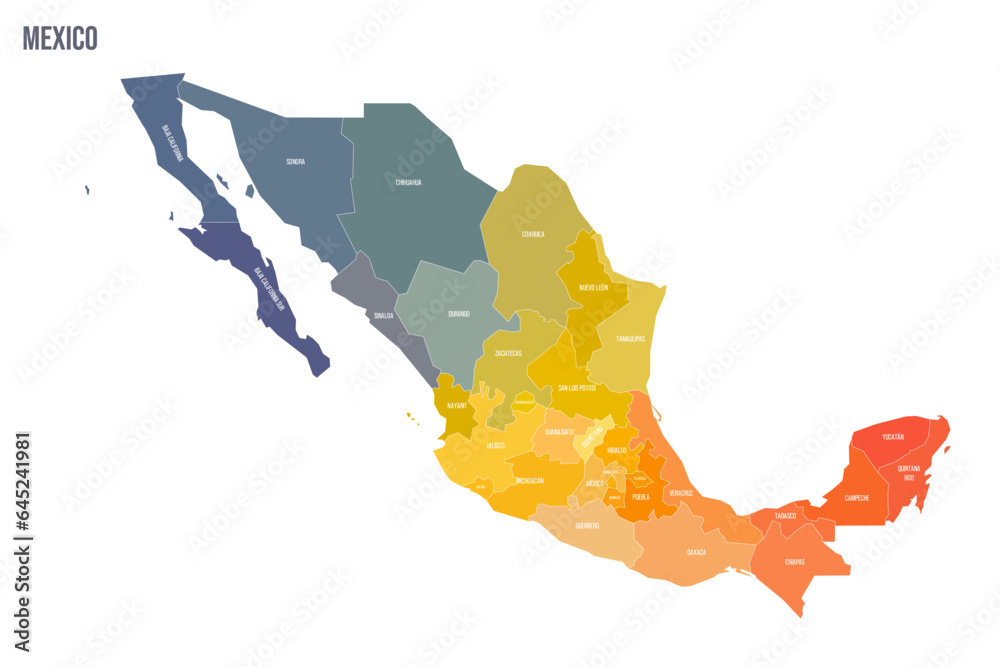 Mexico political map of administrative divisions - states and Mexico ...
