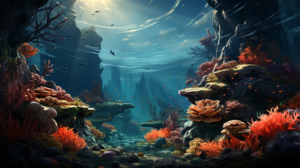 Poster - underwater landscape background