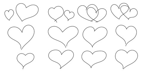 Aufkleber - Set of hand-drawn hearts. Hand drawn style hearts on an isolated background.
