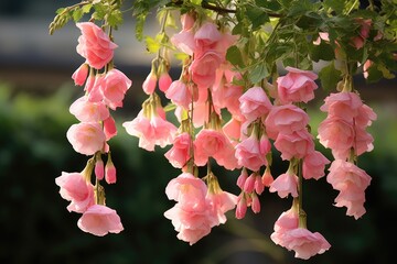 Aufkleber - Hanging beautiful pink flowers.