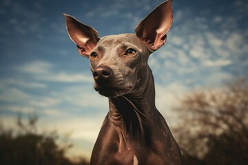 Poster - Xoloitscuintle dog in nature.