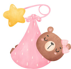 Wall Mural - baby shower bear girl