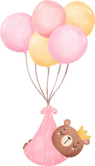 Wall Mural - baby shower bear girl