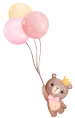 Wall Mural - teddy bear with balloons