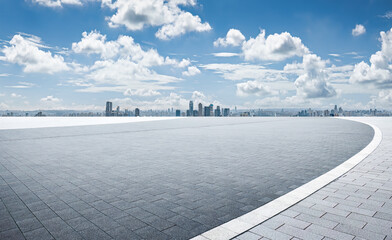 Wall Mural - Empty square road and city buildings skyline in Chongqing, China