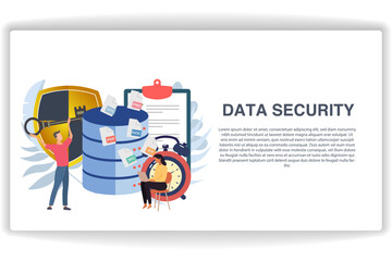 Wall Mural - a man holding the key. website page data security. modern flat design concept of web page design for