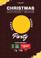 Wall Mural - Merry Christmas party chocolate color background with paper texture poster or flyer design
