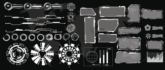 Wall Mural - digital interface hud elements set pack. user interface, frame screens. callouts titles, fui circle 