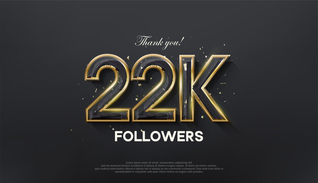 Golden line thank you 22k followers, with a luxurious and elegant gold color.