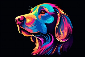 Wall Mural - Neon tattoo of a dog face