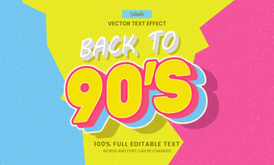 Wall Mural - design editable text effect, back to 90s 3d concept vector illustration