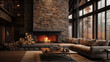 © Daniel - interior with fireplace and sofa