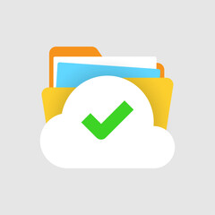 Poster - success upload data, document, file to cloud storage folder concept illustration flat design vector eps10. modern graphic element for landing page, empty state ui, infographic, icon