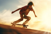 Youthful Energetic Teenager Skateboarding , Teen Boy On Skateboard Doing Tricks