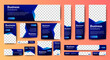 Modern banner design web template Set, Horizontal header web banner. blue cover header background for website design, Social Media Cover ads banner, flyer, invitation card	
