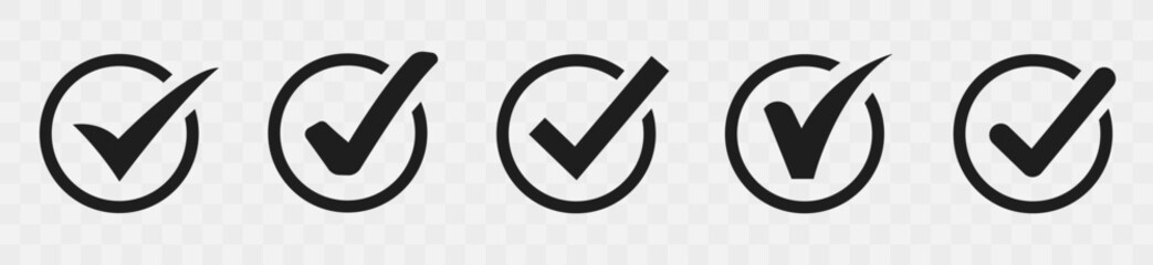 Poster - set black check marks and crosses of simple web buttons. circle and square. large collection of flat