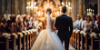 groom and bride entering the church to get married on their wedding day - wedding day ceremony concept