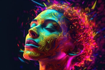 Wall Mural - cyberpunk girl in neon lights