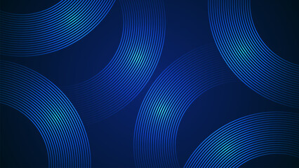 Poster - Dark blue simple abstract background with lines in a curved style geometric style as the main element.