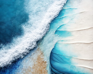 Wall Mural - Abstract watercolor waves ocean and beach for textures. Fresh, cheerful and relaxing summer concept. Positive and healthy tones to background or wallpaper. Generative Ai