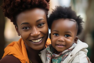 Wall Mural - African woman hugging her baby