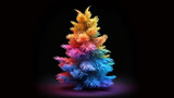 Fototapeta Psy - Christmas tree isolated with lightbulb, stars and balls. Generative Ai
