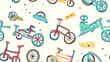 Seamless pattern with bicycles