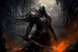 © Alcuin - Dark undead knight with burning sword
