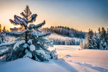 Canvas Print - winter landscape with trees