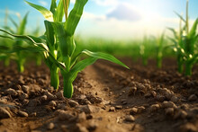 Cultivated Corn Vegetable Field, Earth Day Concept