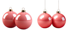Red Christmas Decoration Balls Isolated On A Transparent Background
