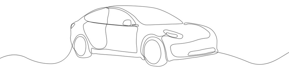Poster - car vector icon in one continuous line. linear drawn background of an electric car. vehicle car auto